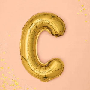 Bokstavsballong C, 35 cm, guld - PartyDeco