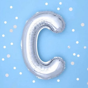 Bokstavsballong C, 35 cm, silver - PartyDeco