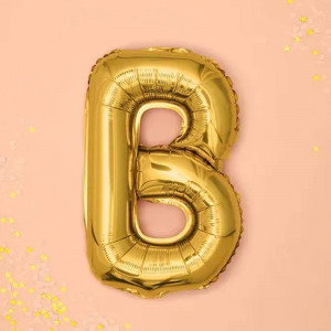 Bokstavsballong B, 35 cm, guld - PartyDeco