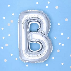Bokstavsballong B, 35 cm, silver - PartyDeco