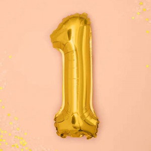 Sifferballong 1, guld, 35 cm - PartyDeco