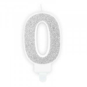 Sifferljus 0, silverglitter - PartyDeco