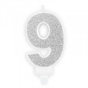 Sifferljus 9, silverglitter - PartyDeco