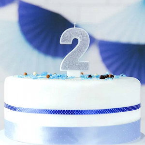 Sifferljus 2, silverglitter - PartyDeco