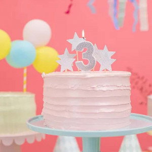 Sifferljus 3, silverglitter - PartyDeco