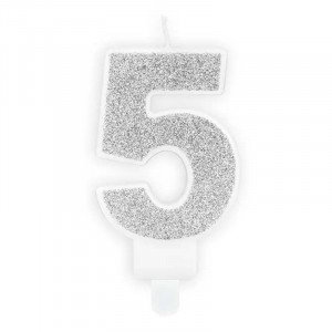 Sifferljus 5, silverglitter - PartyDeco
