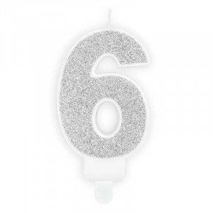 Sifferljus 6, silverglitter - PartyDeco