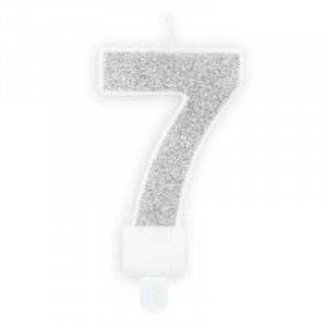 Sifferljus 7, silverglitter - PartyDeco