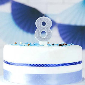 Sifferljus 8, silverglitter - PartyDeco