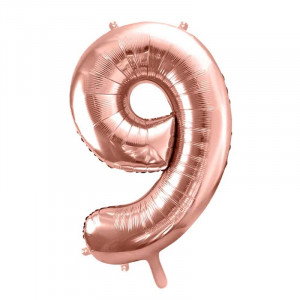 Sifferballong 9, roséguld, 86 cm