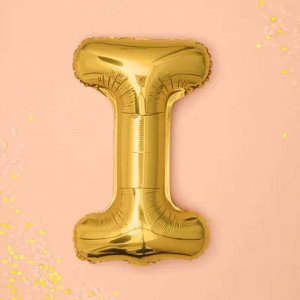 Bokstavsballong I, 35 cm, guld - PartyDeco