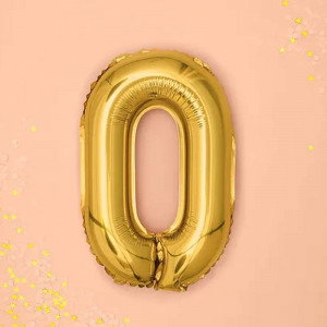 Bokstavsballong O, 35 cm, guld - PartyDeco