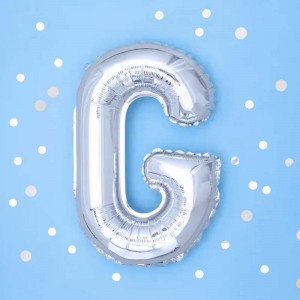 Bokstavsballong G, 35 cm, silver - PartyDeco
