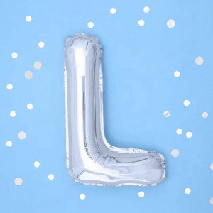 Bokstavsballong L, 35 cm, silver - PartyDeco