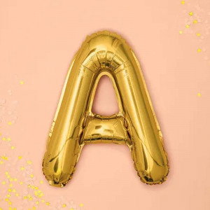 Bokstavsballong A, 35 cm, guld - PartyDeco