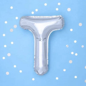 Bokstavsballong T, 35 cm, silver - PartyDeco