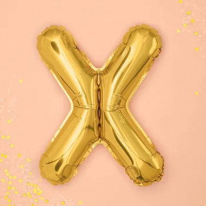Bokstavsballong X, 35 cm, guld - PartyDeco