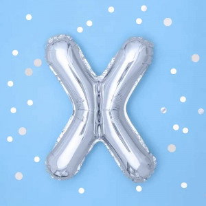 Bokstavsballong X, 35 cm, silver - PartyDeco
