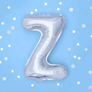 Bokstavsballong Z, 35 cm, silver - PartyDeco