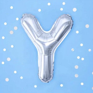 Bokstavsballong Y, 35 cm, silver - PartyDeco