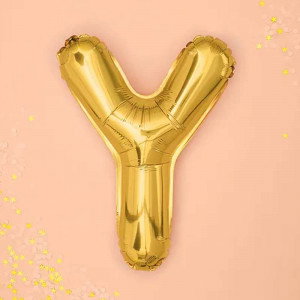 Bokstavsballong Y, 35 cm, guld - PartyDeco