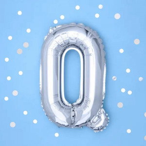 Bokstavsballong Q, 35 cm, silver - PartyDeco