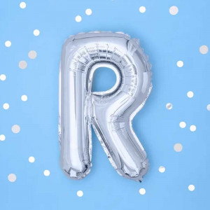 Bokstavsballong R, 35 cm, silver - PartyDeco