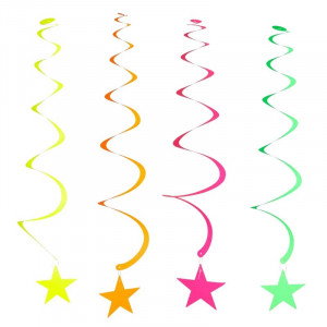 Girlang / Swirls stjärnor neon, 12 st