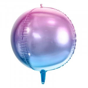 Folieballong Rund, ombre violett/blå - PartyDeco