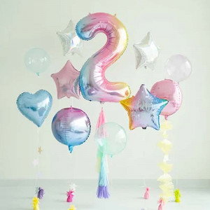 Sifferballong 2, Skimrande Pastell, 86 cm - PartyDeco