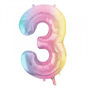 Sifferballong 3, Skimrande Pastell, 86 cm - PartyDeco