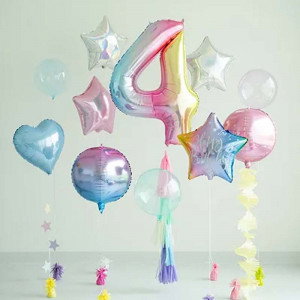 Sifferballong 4, Skimrande Pastell, 86 cm - PartyDeco