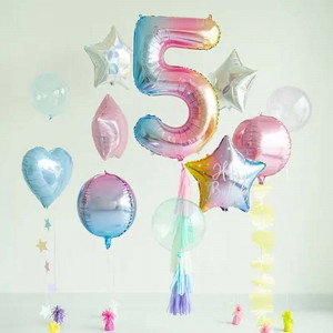 Sifferballong 5, Skimrande Pastell, 86 cm - PartyDeco