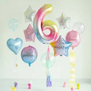 Sifferballong 6, Skimrande Pastell, 86 cm - PartyDeco