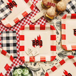 Papperstallrikar BBQ 26 cm - PartyDeco