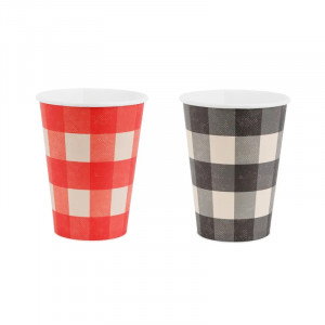 Pappersmuggar Rutiga, 6-pack - PartyDeco