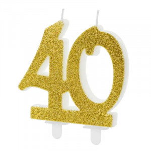 Sifferljus 40, guldglitter - PartyDeco