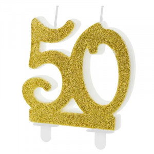 Sifferljus 50, Guldglitter - PartyDeco