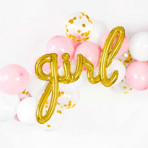 Folieballong Girl, guld - PartyDeco