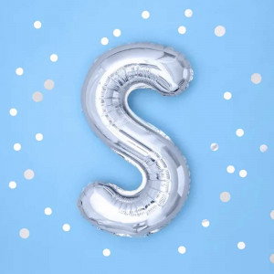 Bokstavsballong S, 35 cm, silver - PartyDeco