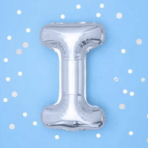 Bokstavsballong I, 35 cm, silver - PartyDeco
