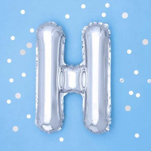 Bokstavsballong H, 35 cm, silver - PartyDeco