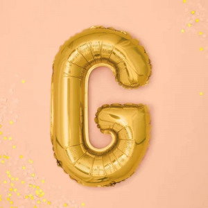 Bokstavsballong G, 35 cm, guld - PartyDeco
