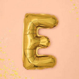 Bokstavsballong E, 35 cm, guld - PartyDeco