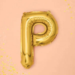 Bokstavsballong P, 35 cm, guld - PartyDeco