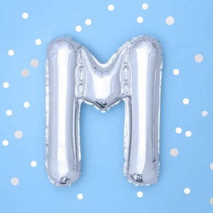 Bokstavsballong M, 35 cm, silver - PartyDeco