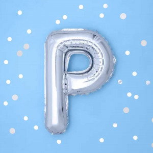 Bokstavsballong P, 35 cm, silver - PartyDeco