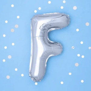 Bokstavsballong F, 35 cm, silver - PartyDeco