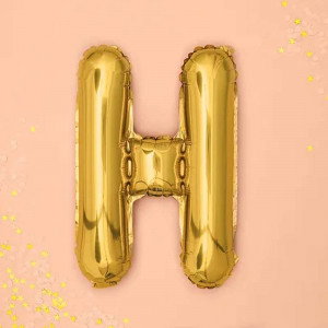 Bokstavsballong H, 35 cm, guld - PartyDeco