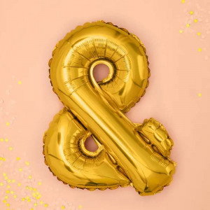 Bokstavsballong &, 35 cm, guld - PartyDeco